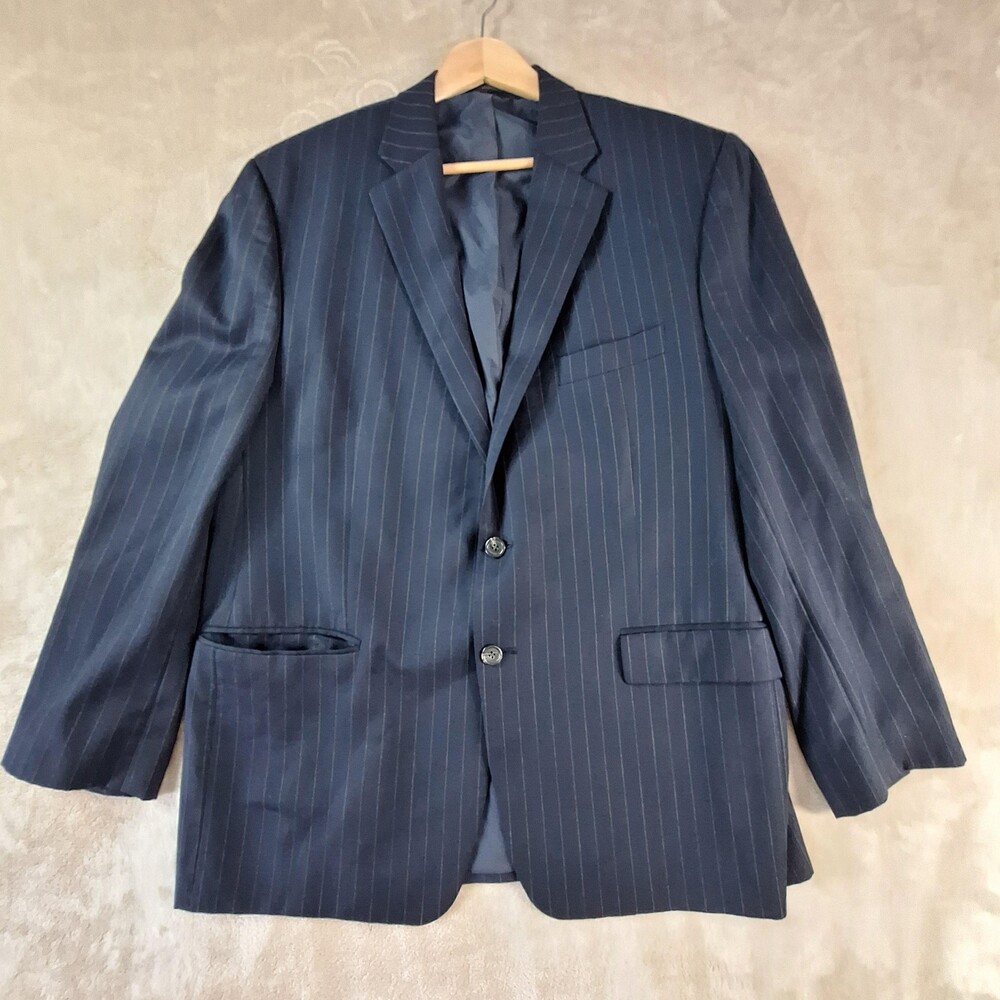 Lauren Ralph Lauren Blazer Mens 44L Wool Pinstripe Sport Coat Single Vent